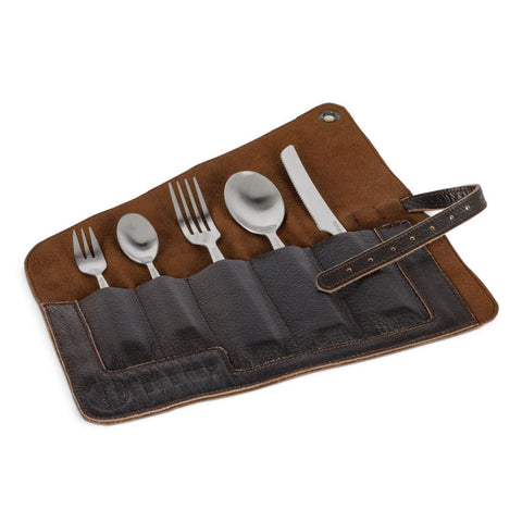 Petromax Leather Cutlery Bag With Cutlery