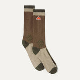 SEALSKINZ Gresham Recycled Wool and Cashmere Mid Length Colour Block Sock Brown