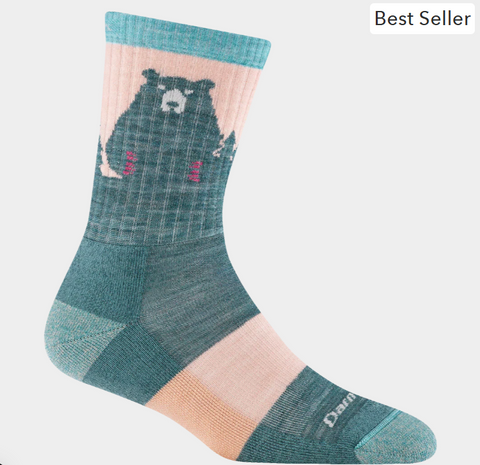 Darn Tough Women's Bear Town Micro Crew Lightweight  With Cushion Quartz