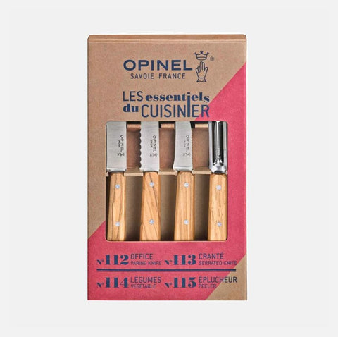 Opinel Olive Wood 4pc Kitchen Knife Set
