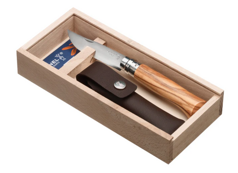 Opinel No .08 Olive Classic Originals Knife with Sheath Gift Set