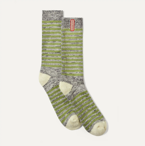 SEALSKINZ Attleborough Bamboo Mid Length Lightweight Stripe Sock Green
