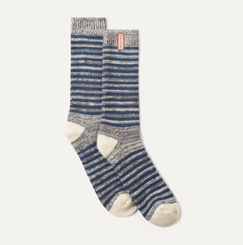 SEALSKINZ Attleborough Bamboo Mid Length Lightweight Stripe Sock Navy