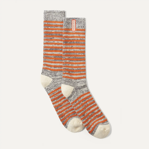 SEALSKINZ Attleborough Bamboo Mid Length Lightweight Stripe Sock Orange