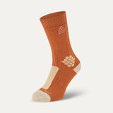 SEALSKINZ Scarning Recycled Wool and Cashmere Mid Length Colour Block Sock Rust