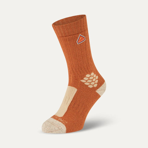 SEALSKINZ Scarning Recycled Wool and Cashmere Mid Length Colour Block Sock Rust