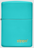 Zippo Flat Turquoise Lighter With Zippo Logo