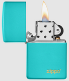 Zippo Flat Turquoise Lighter With Zippo Logo