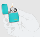 Zippo Flat Turquoise Lighter With Zippo Logo
