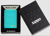 Zippo Flat Turquoise Lighter With Zippo Logo