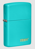 Zippo Flat Turquoise Lighter With Zippo Logo