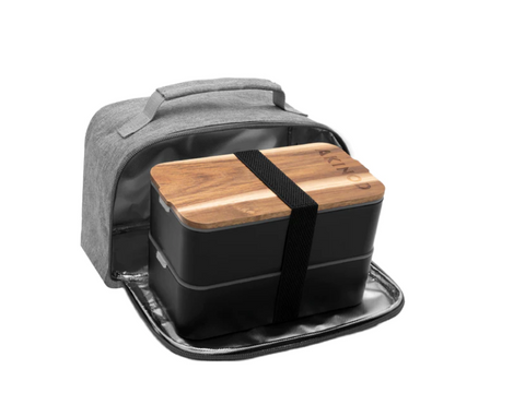 Akinod Bento + Insulated Lunch Bag Black Mottled Grey