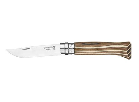 Opinel No.8 Laminated Birch Knife Brown