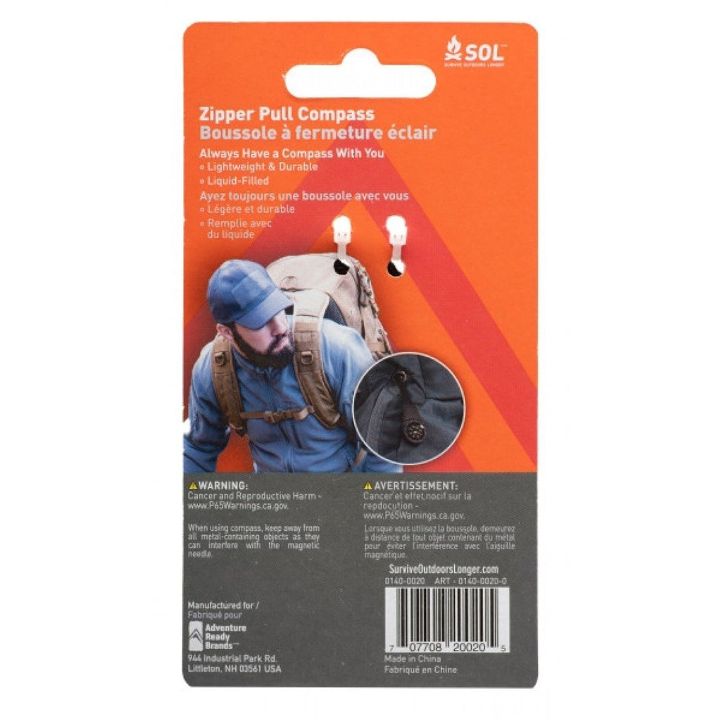 SOL Compass Zipper Pull 2 Pack 2 – Outdoor Adventurer Survival Camping ...